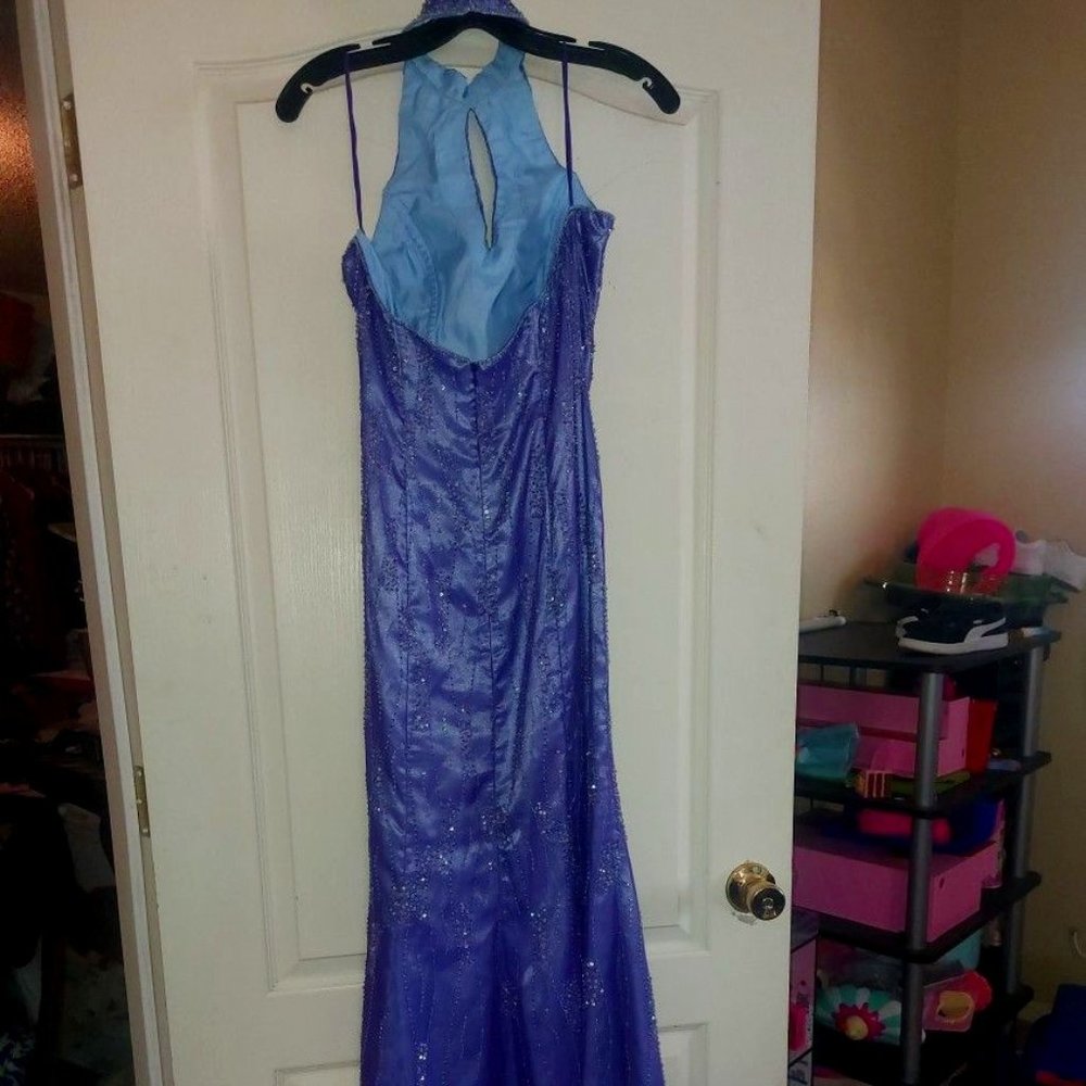 Wedding Formal Mermaid Dress Long Sequins Halter padded Maxi 8